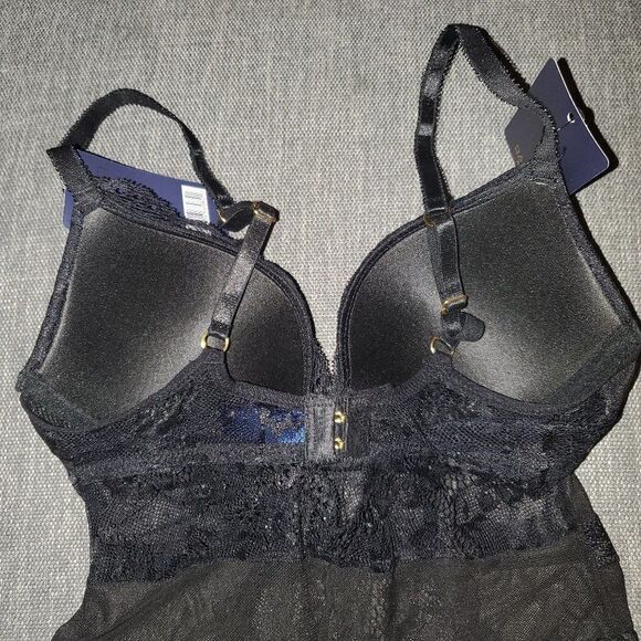 RACHEL Rachel Roy Black Lace Woman's Molded cup teddy Bodysuit Size S - Picture 4 of 11